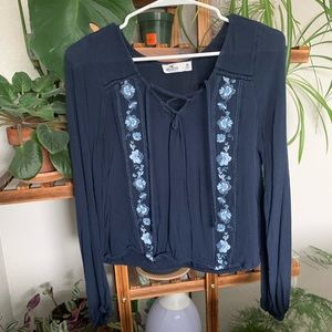Hollister Peasant Blouse with Flowers